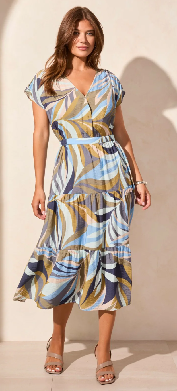 【美人百花掲載】 美品V NECK FLARE TIERED DRESS V-Neck Tiered Dress - GoodThings